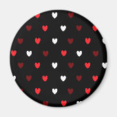 Rood en wit harten op zwart magneet (Voorkant)