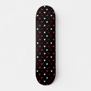 Rood en wit harten op zwart persoonlijk skateboard