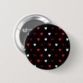 Rood en wit harten op zwart ronde button 5,7 cm (Voorkant /achterkant)