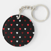 Rood en wit harten op zwart sleutelhanger (Achterkant)