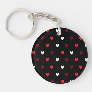 Rood en wit harten op zwart sleutelhanger