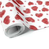 Rood en Wit Harten patroon Cadeaupapier (Rol Hoek)