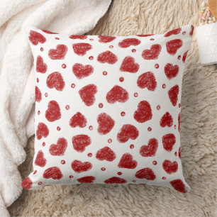 Rood en Wit Hartjes patroon Kussen