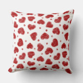 Rood en Wit Hartjes patroon Kussen (Voorkant)