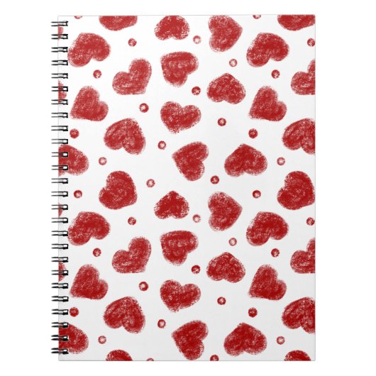 Rood en Wit Hartjes patroon Notitieboek (Voorkant)