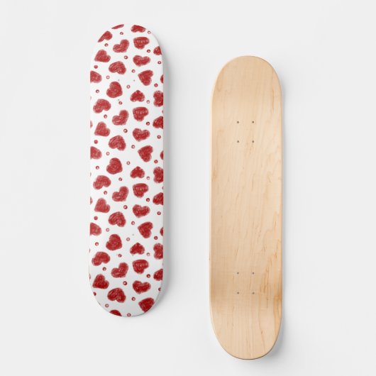 Rood en Wit Hartjes patroon Persoonlijk Skateboard (Voorkant)