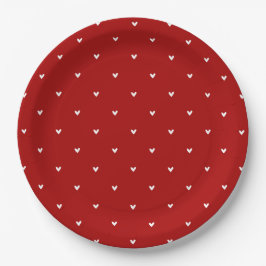 Rood en Wit Hartjes Patroon Valentijnsdag Papieren Bordje