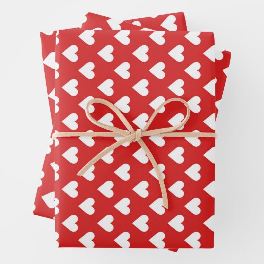 Rood- en wit hartpatroon inpakpapier vel (In situ)