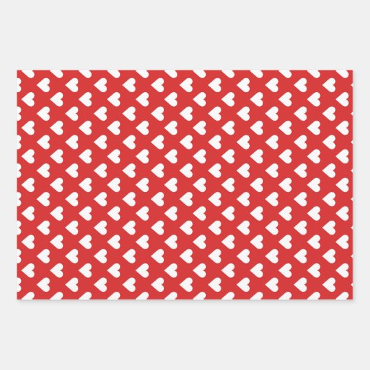 Rood- en wit hartpatroon inpakpapier vel (Voorkant)