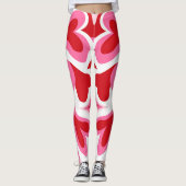 Rood en wit hartpatroon Leggings (Voorkant)