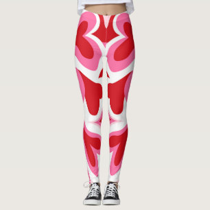 Rood en wit hartpatroon Leggings