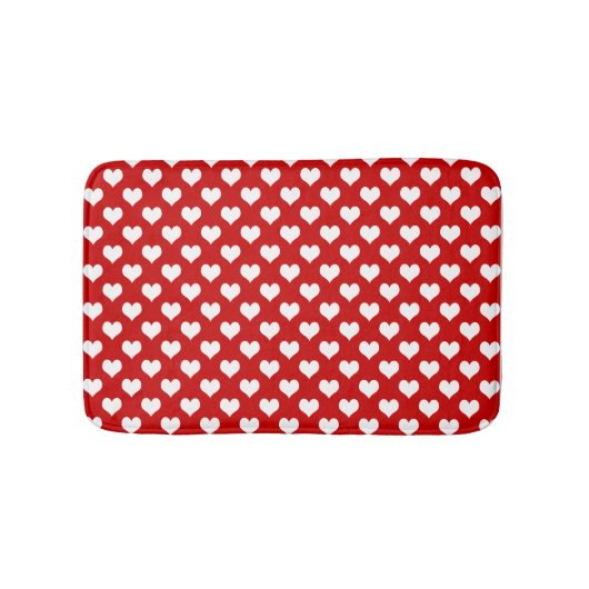 Rood en wit hartpatroon stof badmat (Voorkant)