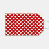Rood en wit hartpatroon stof cadeaulabel (Voorkant (Horizontaal))