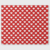 Rood en wit hartpatroon stof cadeaupapier (Vlak)