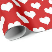 Rood en wit hartpatroon stof cadeaupapier (Rol Hoek)