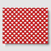 Rood en wit hartpatroon stof gastenboek (Voorkant)