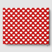 Rood en wit hartpatroon stof gastenboek (Achterkant)
