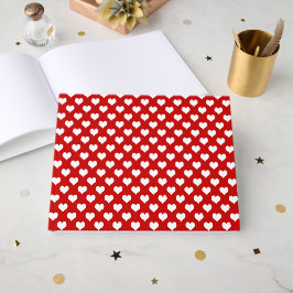 Rood en wit hartpatroon stof gastenboek
