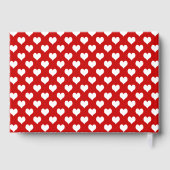 Rood en wit hartpatroon stof gastenboek (Achterkant)