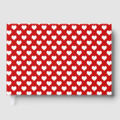 Rood en wit hartpatroon stof gastenboek (Voorkant)