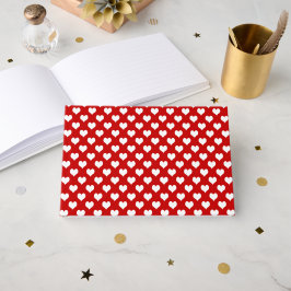 Rood en wit hartpatroon stof gastenboek