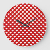Rood en wit hartpatroon stof grote klok (Voorkant)