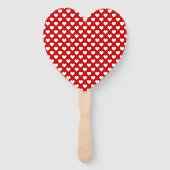Rood en wit hartpatroon stof handwaaier (Achterkant)