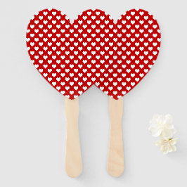 Rood en wit hartpatroon stof handwaaier
