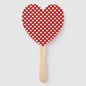 Rood en wit hartpatroon stof handwaaier (Voorkant)