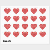 Rood en wit hartpatroon stof hart sticker (Vel)