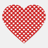 Rood en wit hartpatroon stof hart sticker (Voorkant)