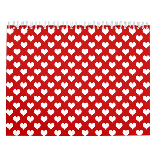 Rood en wit hartpatroon stof kalender (Hoes)