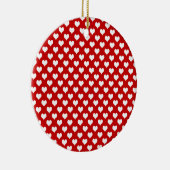 Rood en wit hartpatroon stof keramisch ornament (Rechts)