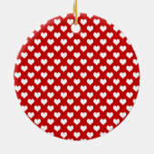 Rood en wit hartpatroon stof keramisch ornament (Achterkant)
