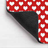 Rood en wit hartpatroon stof muismat (Hoek)