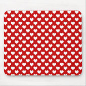 Rood en wit hartpatroon stof muismat (Voorkant)