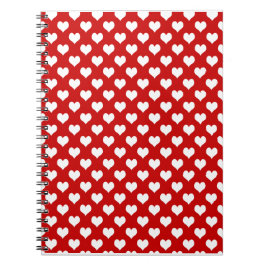 Rood en wit hartpatroon stof notitieboek