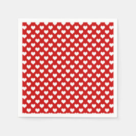 Rood en wit hartpatroon stof servet