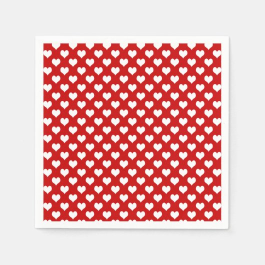 Rood en wit hartpatroon stof servet (Voorkant)
