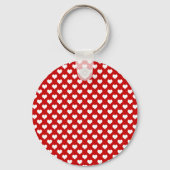 Rood en wit hartpatroon stof sleutelhanger (Voorkant)