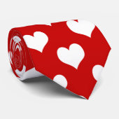 Rood en wit hartpatroon stof stropdas (Opgerold)