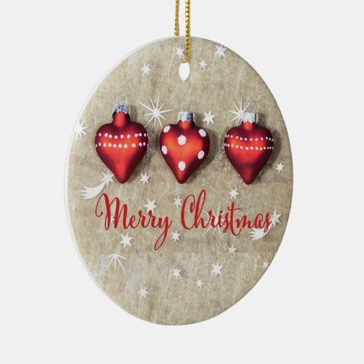 Rood en wit hartvormige kerst keramisch ornament (Rechts)