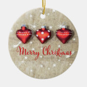 Rood en wit hartvormige kerst keramisch ornament (Voorkant)