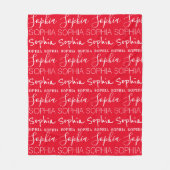 Rood en wit Herhalend Persoonlijke Naam Fleece Deken (Voorkant)