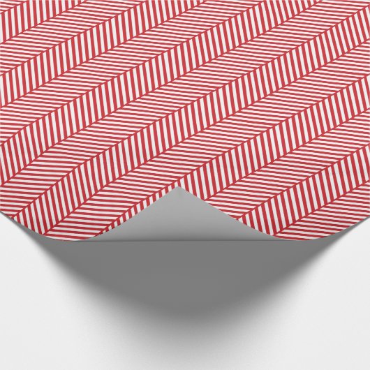 Rood en wit herringbone cadeaupapier (Hoek)