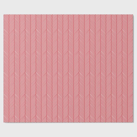 Rood en wit herringbone cadeaupapier (Vlak)