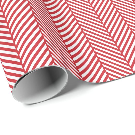 Rood en wit herringbone cadeaupapier (Rol Hoek)