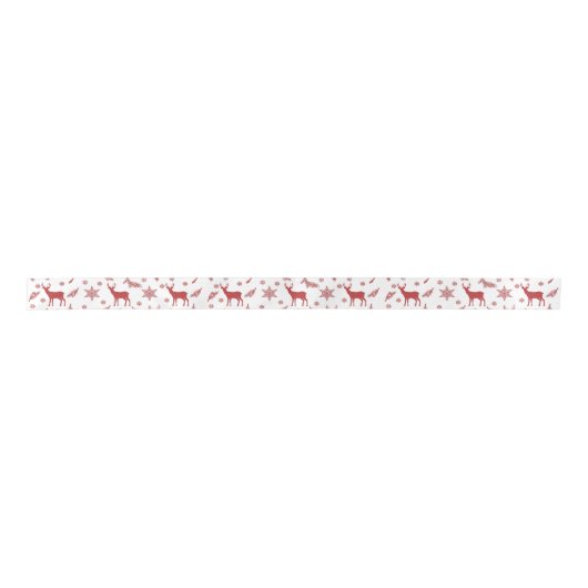 Rood en wit Herten 1,5 Inch Satijnen Lint (Voorkant)