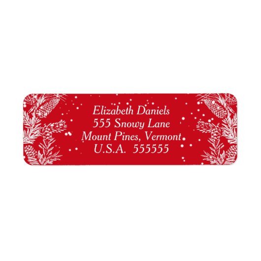 Rood en wit, het Adres van de Terugkeer van Kerstm Etiket (Voorkant)