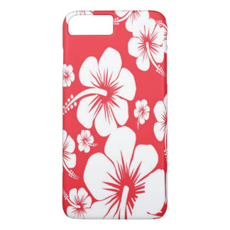 Rood en wit Hibiscus Hawaiian Print iPhone 8/7 Plus Hoesje